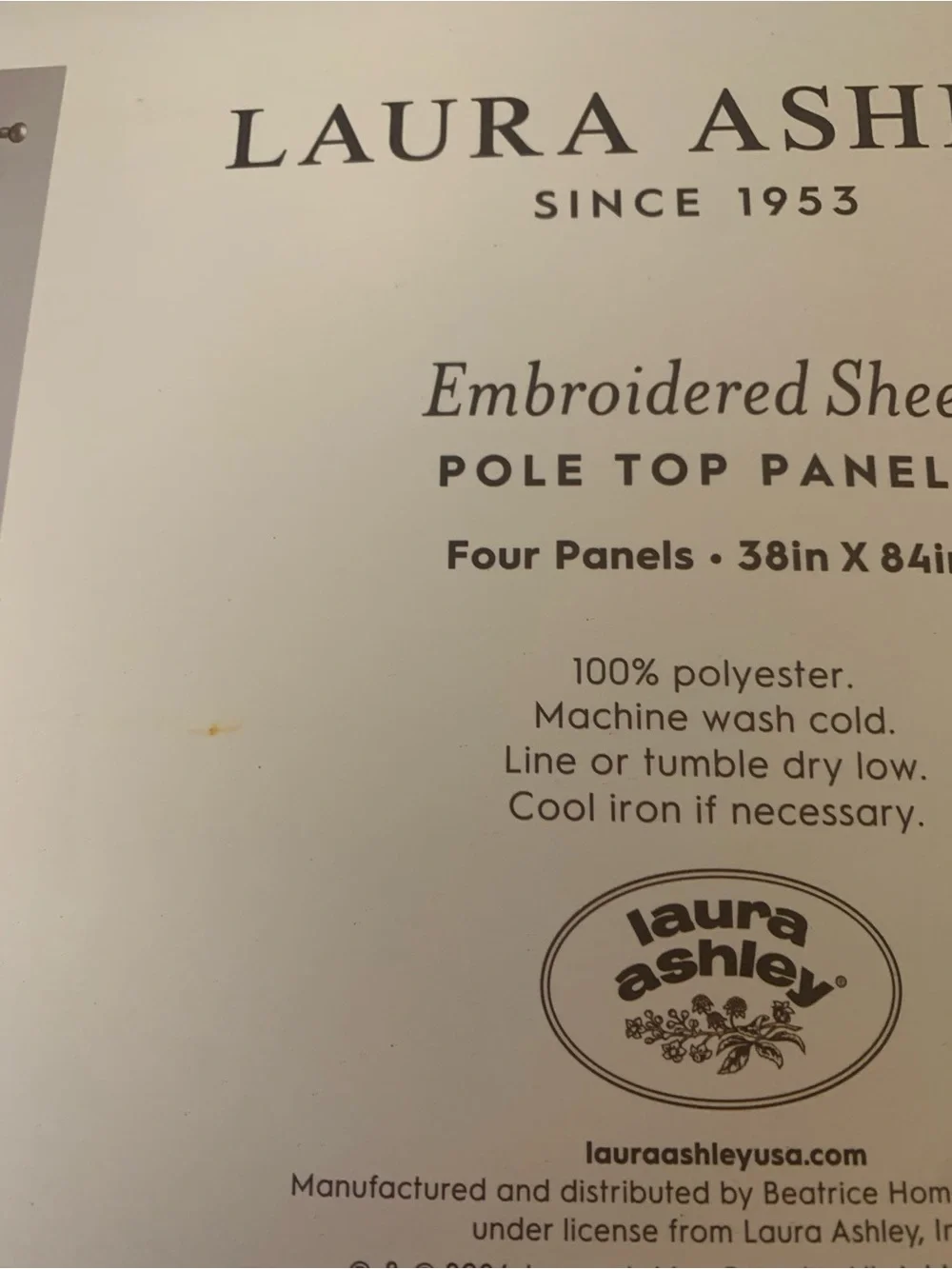 Laura Ashley White Embroidered Sheer Pole Top Panels - Set of 4